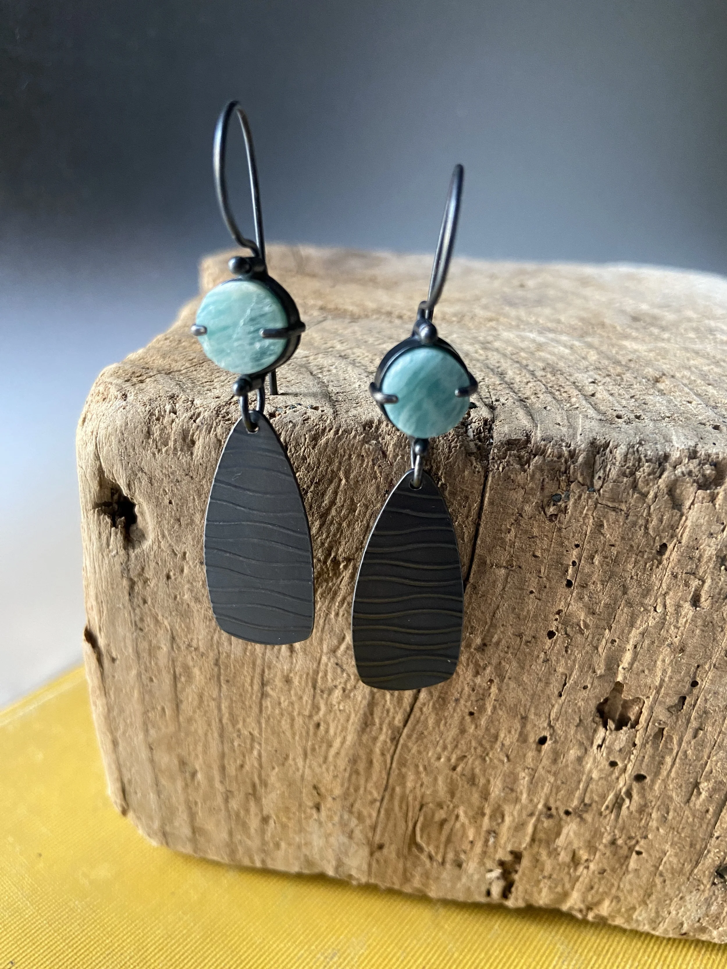 Amazonite and Silver Waves Dangle Earrings by Tammi Sloan of My Brown Wren