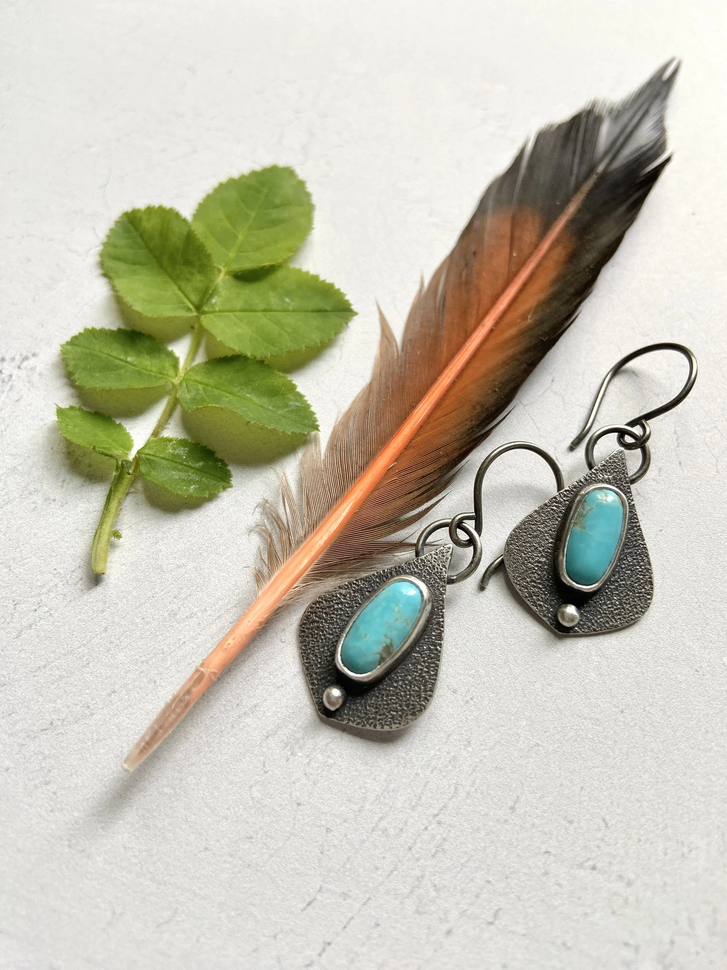 Kingman Turquoise Textured Earrings