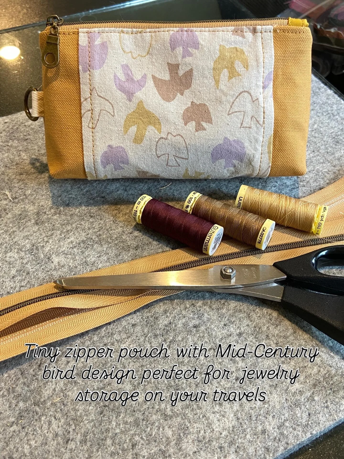 By now you can probably guess that birds are my jam ~

I couldn&rsquo;t pass up this sweet little Mid-century bird fabric.  It came all the way from Japan. It&rsquo;s just perfect for these tiny little zipper pouches that I&rsquo;ve started to make f