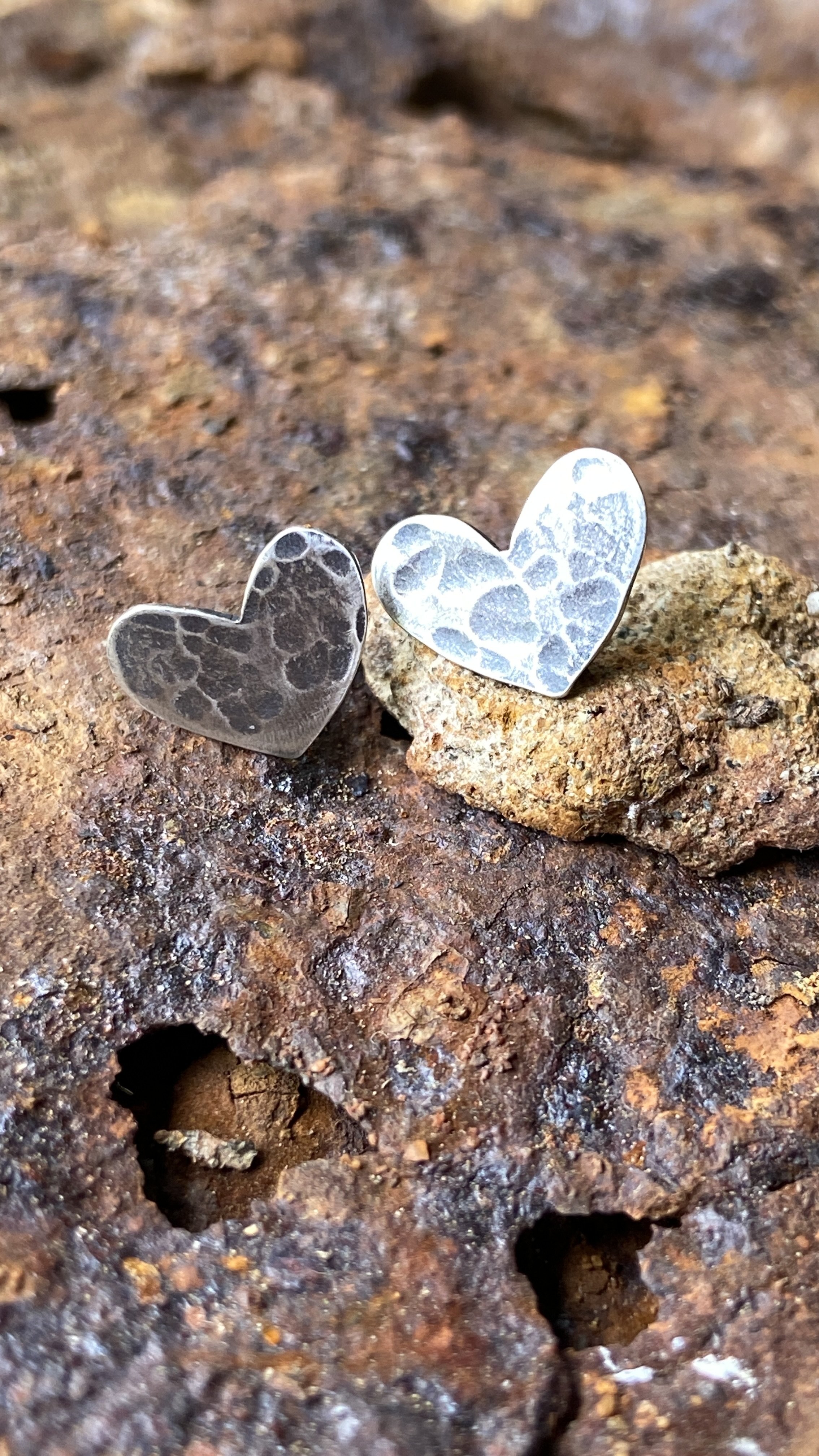 Handcrafted Sterling Silver Heart Studs