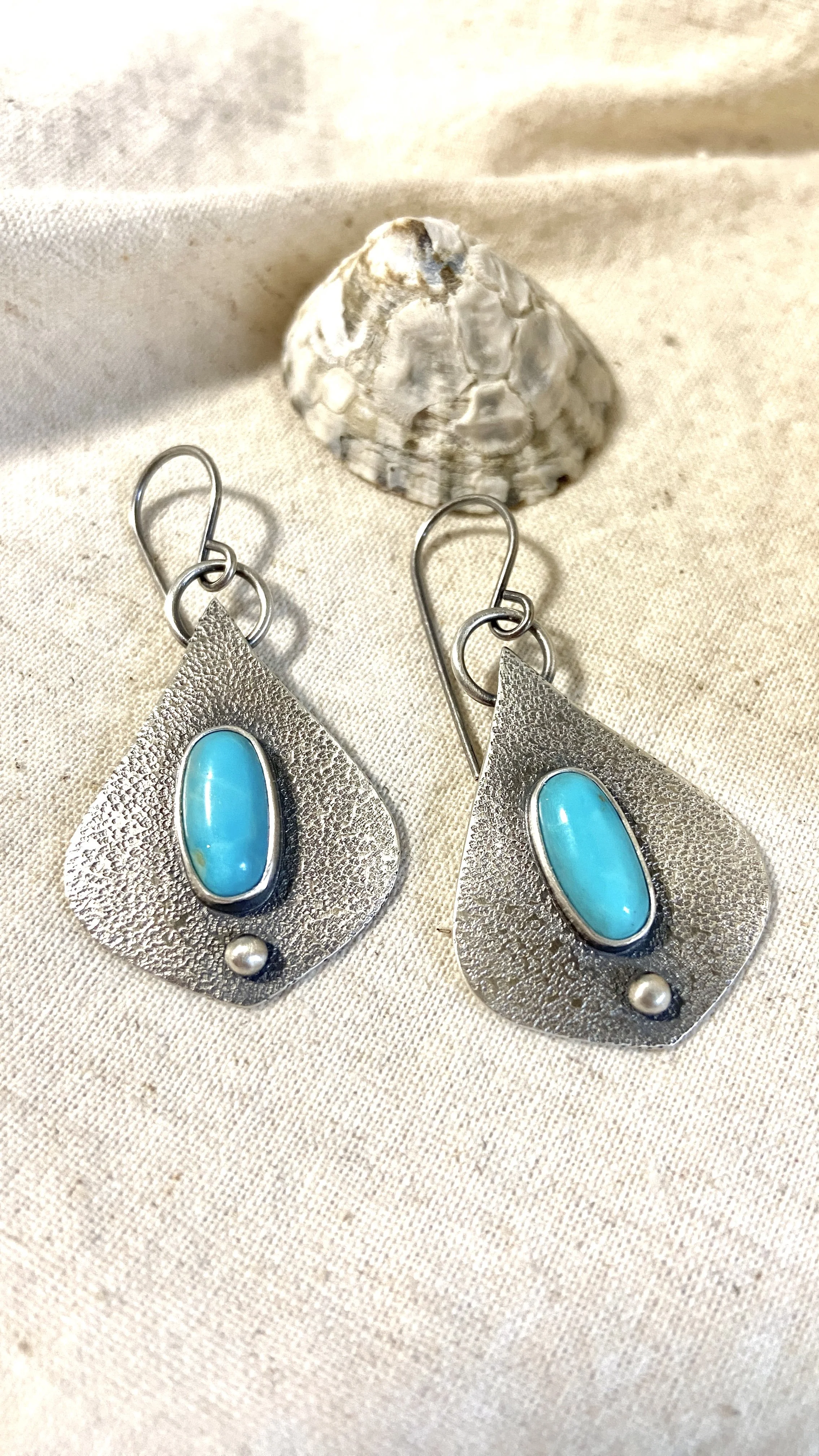 Kingman Turquoise Textured Earrings