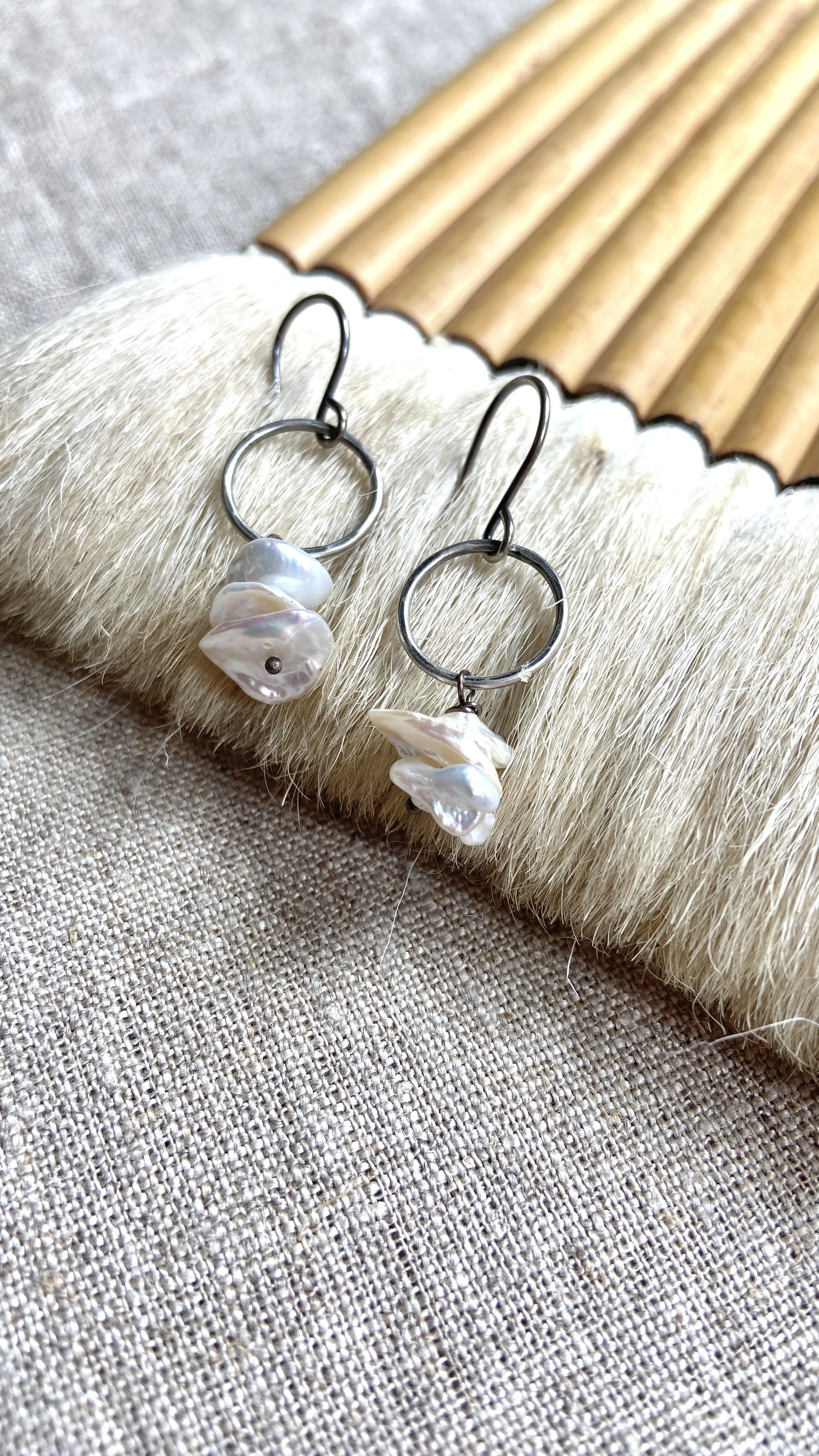 Keishi Pearl Hoop Dangles