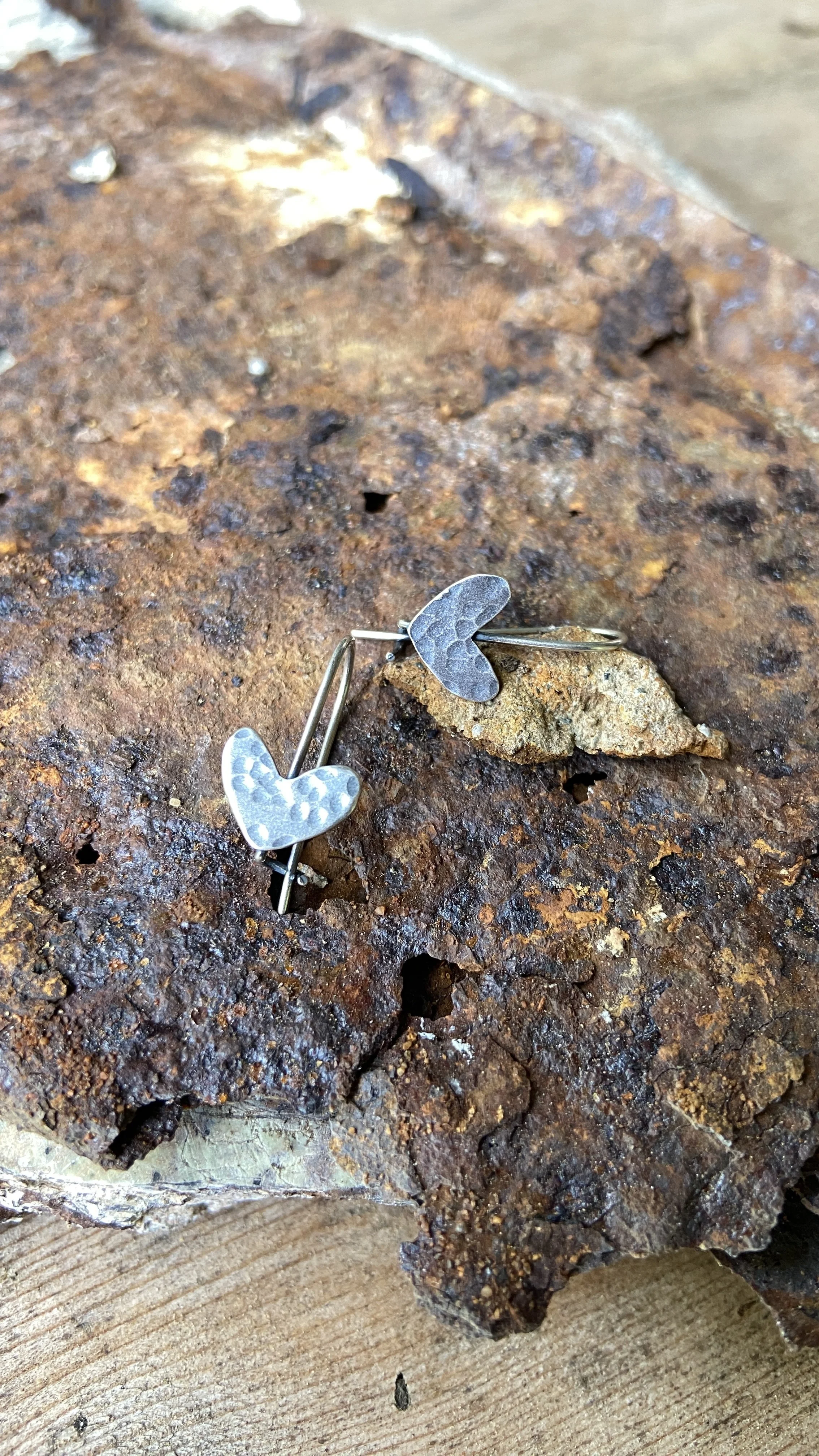 Tiny Silver Latch Back Heart Earrings