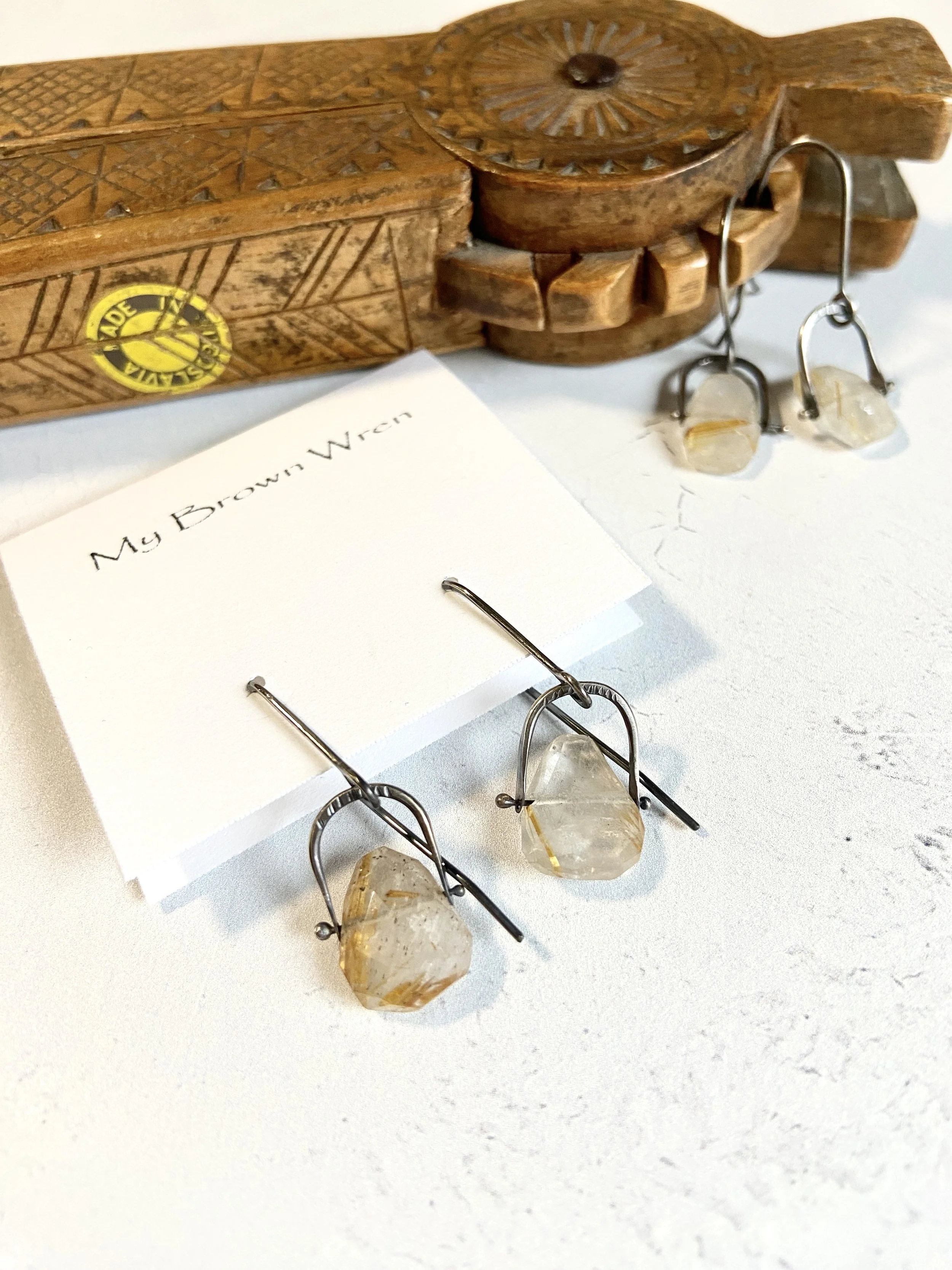 Rutilated Quartz Stirrup Dangles