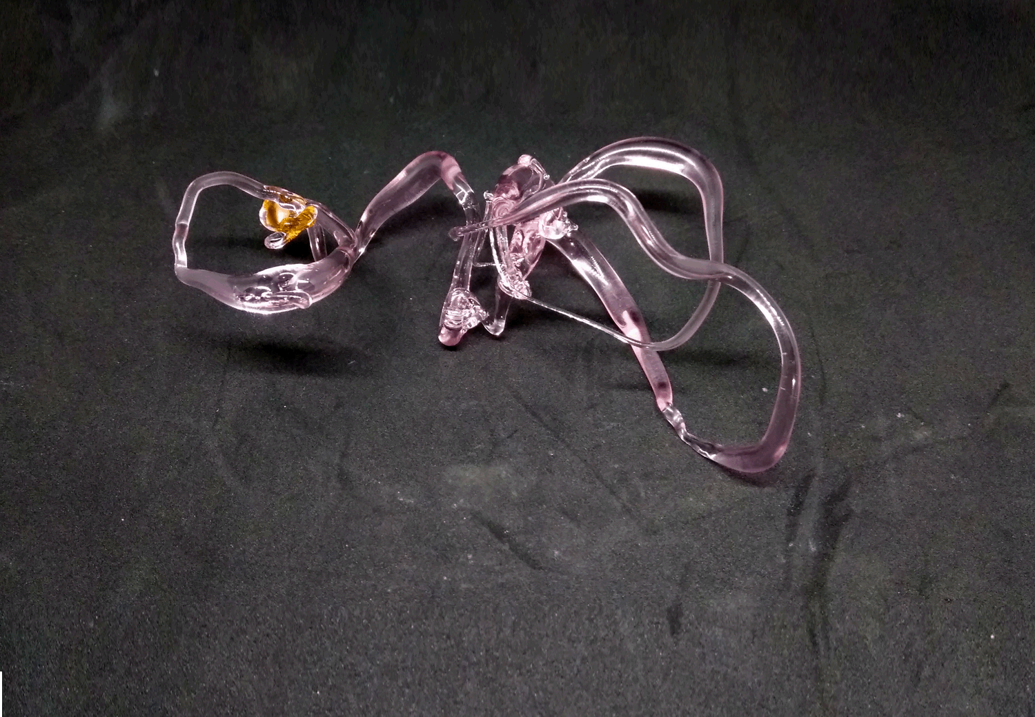 Whirl Wiind (view 3) Pink borosilicate, glass flame work Wholesale Price: $100