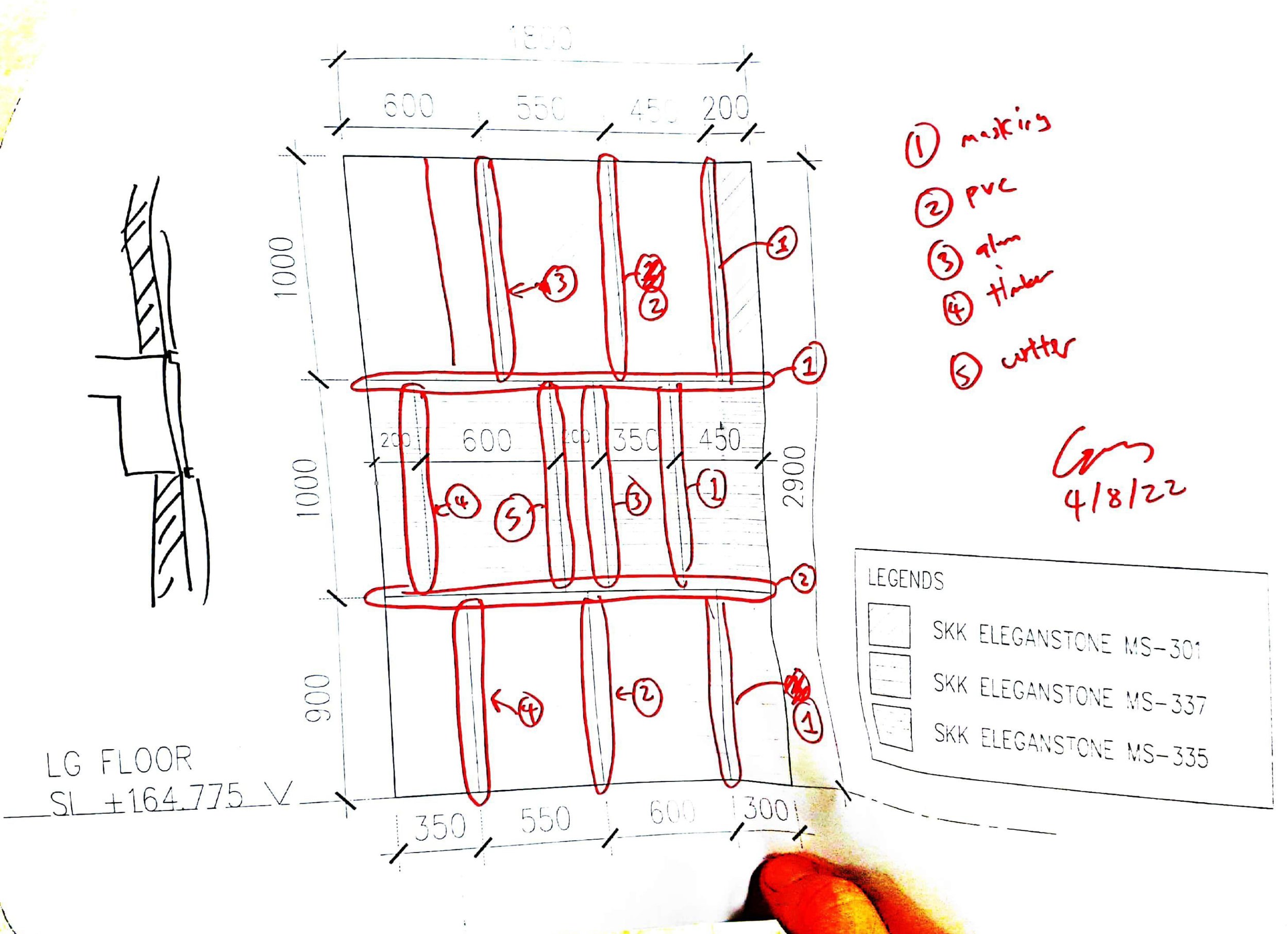 Sketch instruction given to contractor