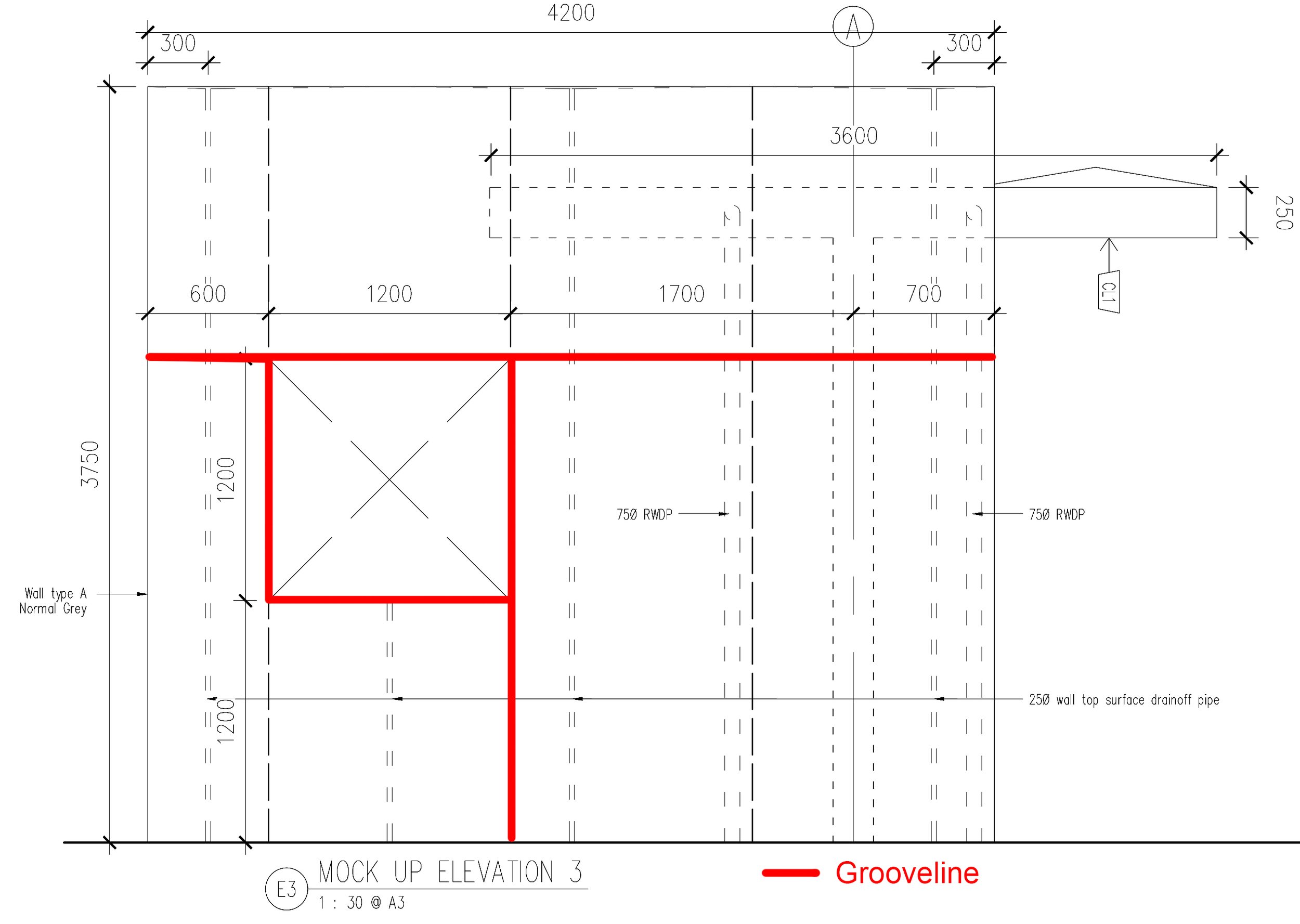 Elevation drawing for the Concrete Wall Mock Up