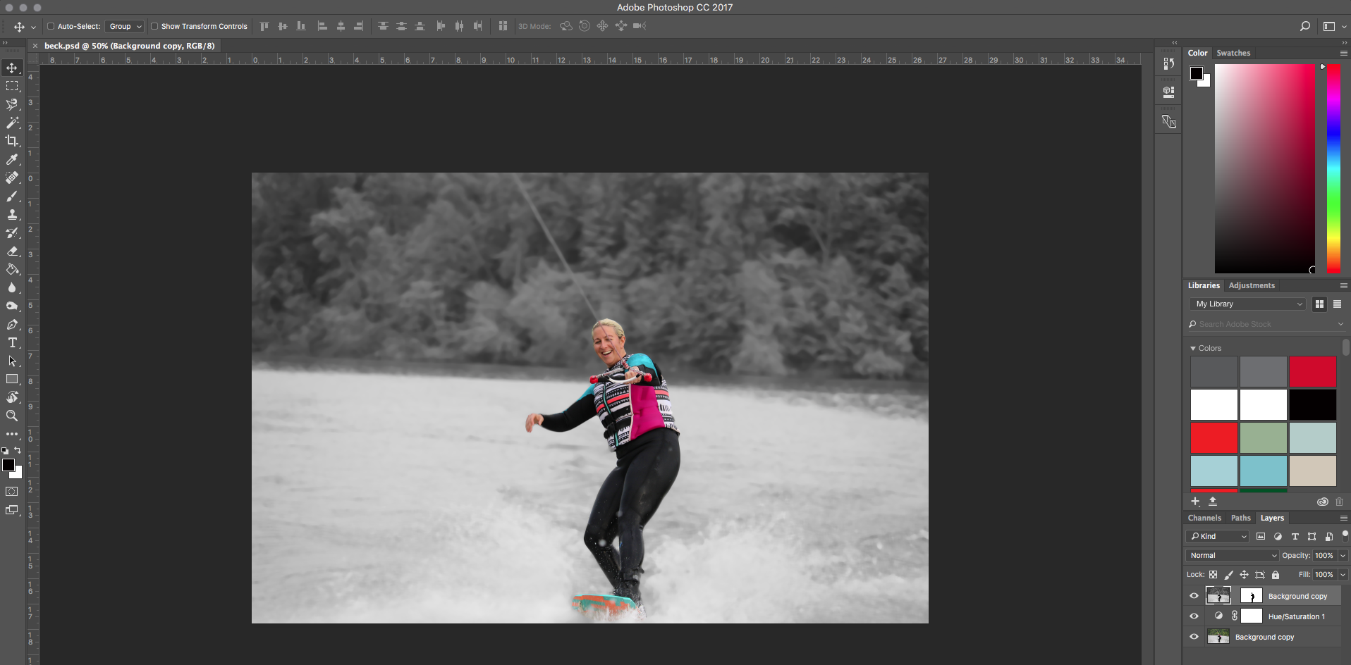 Photoshop! I wanted to be all fancy and make this photo black and white AND color. Photoshop, you're up!