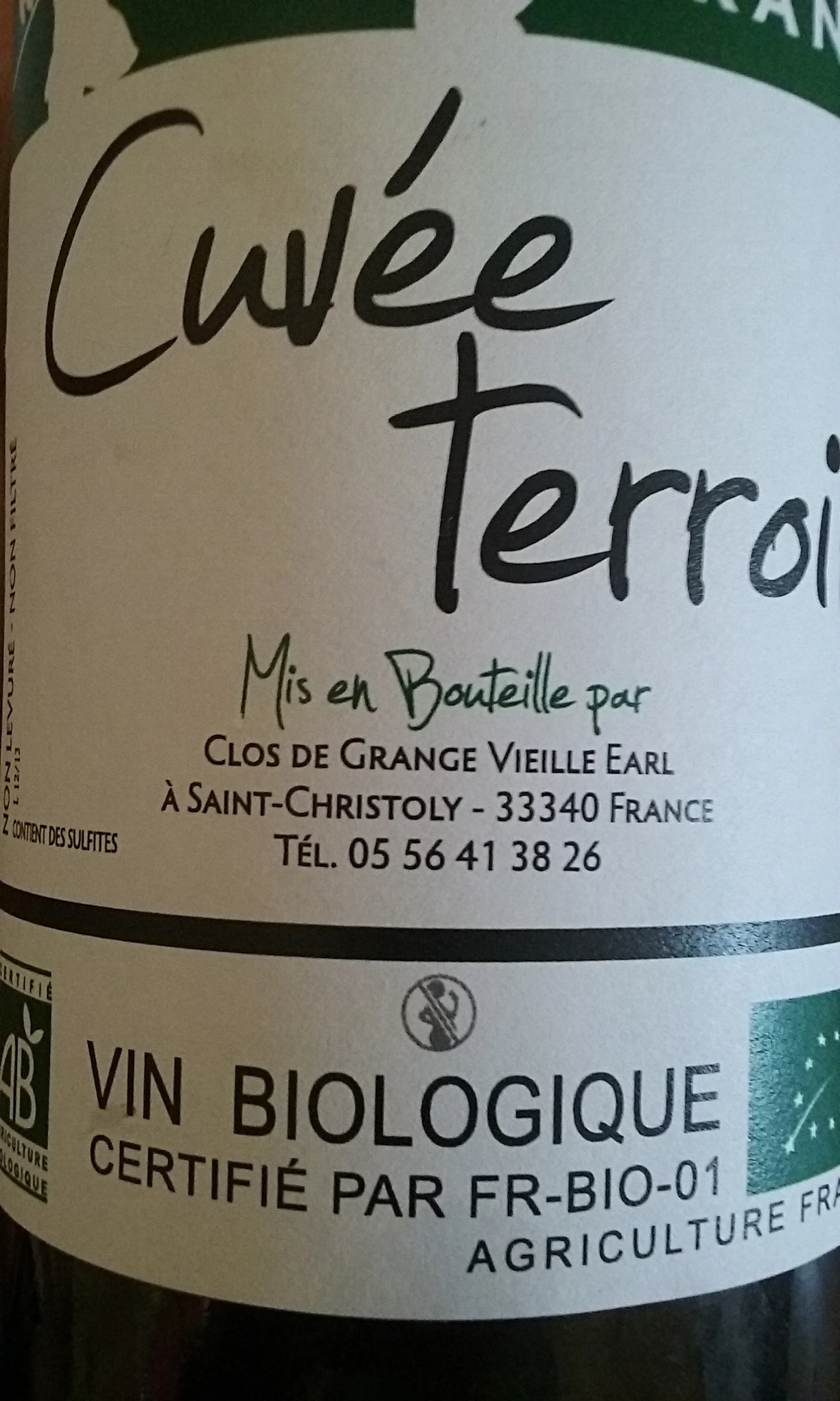 Cuvée terroir, super vin bio