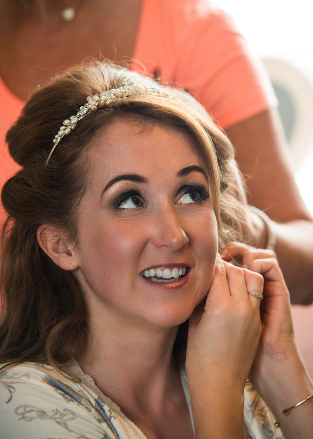 A beautiful bride getting ready