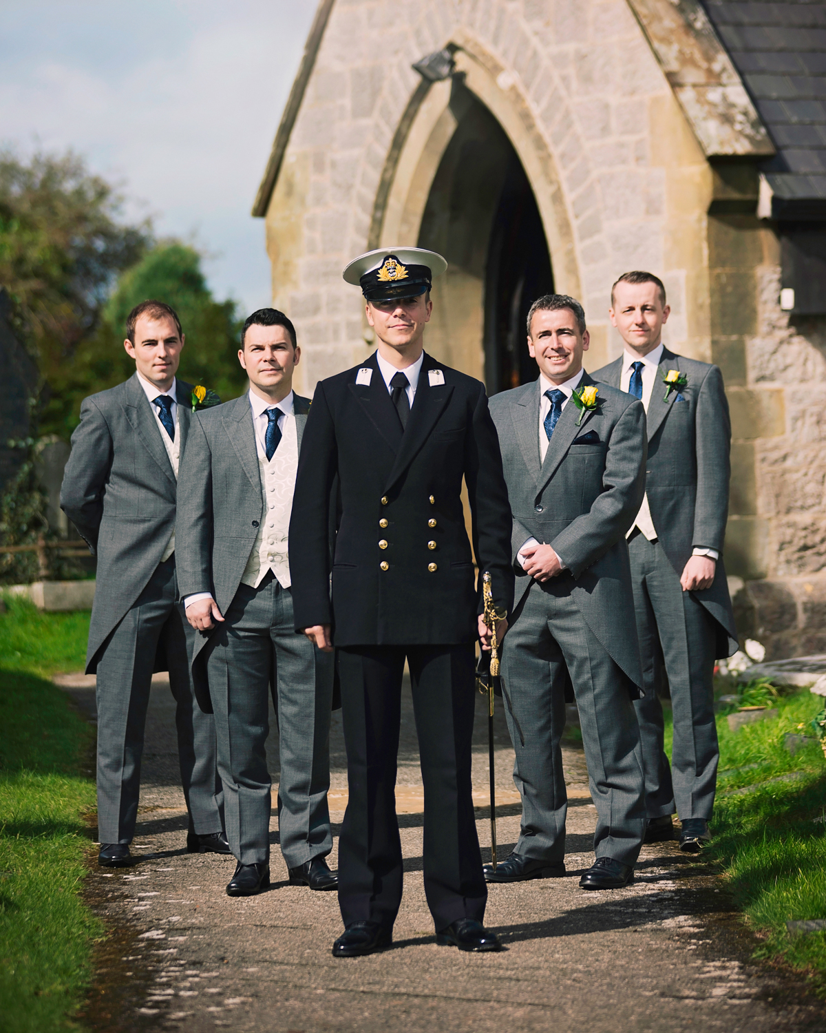 Groom and groomsmen wedding day | St Cynfran Church