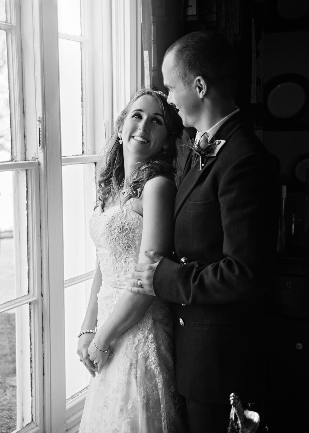 Bride and Groom Black and white Portrait | Pentre Mawr