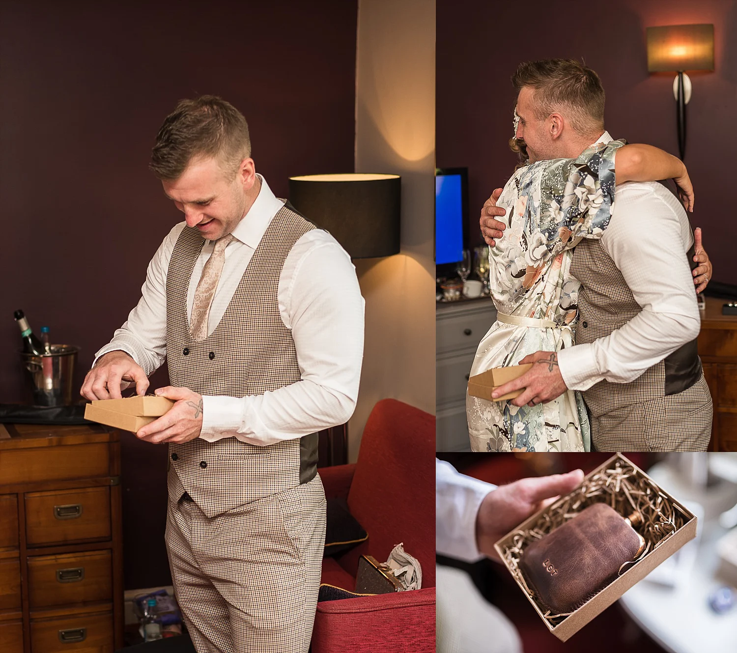 best man receiving gift from bride