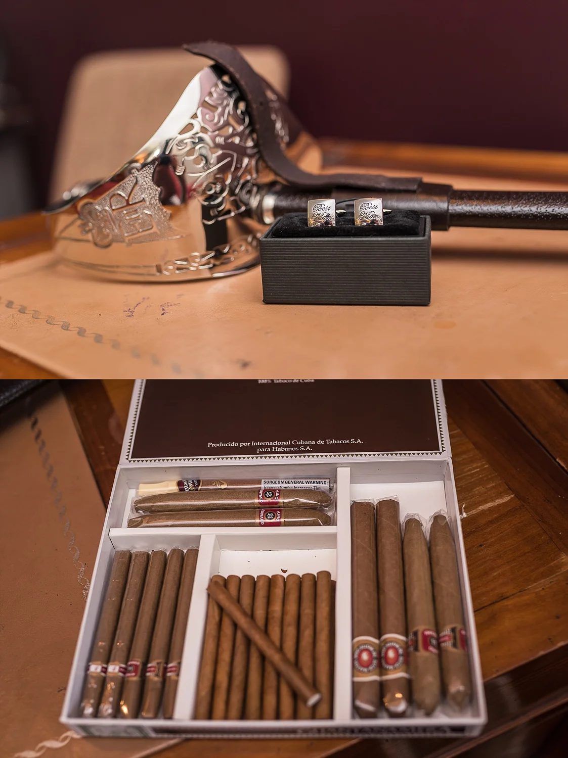 bridal prep wedding cigars
