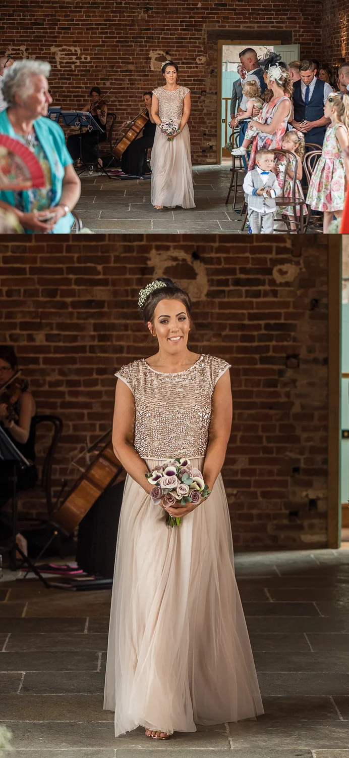 maid of honour walking down the aisle