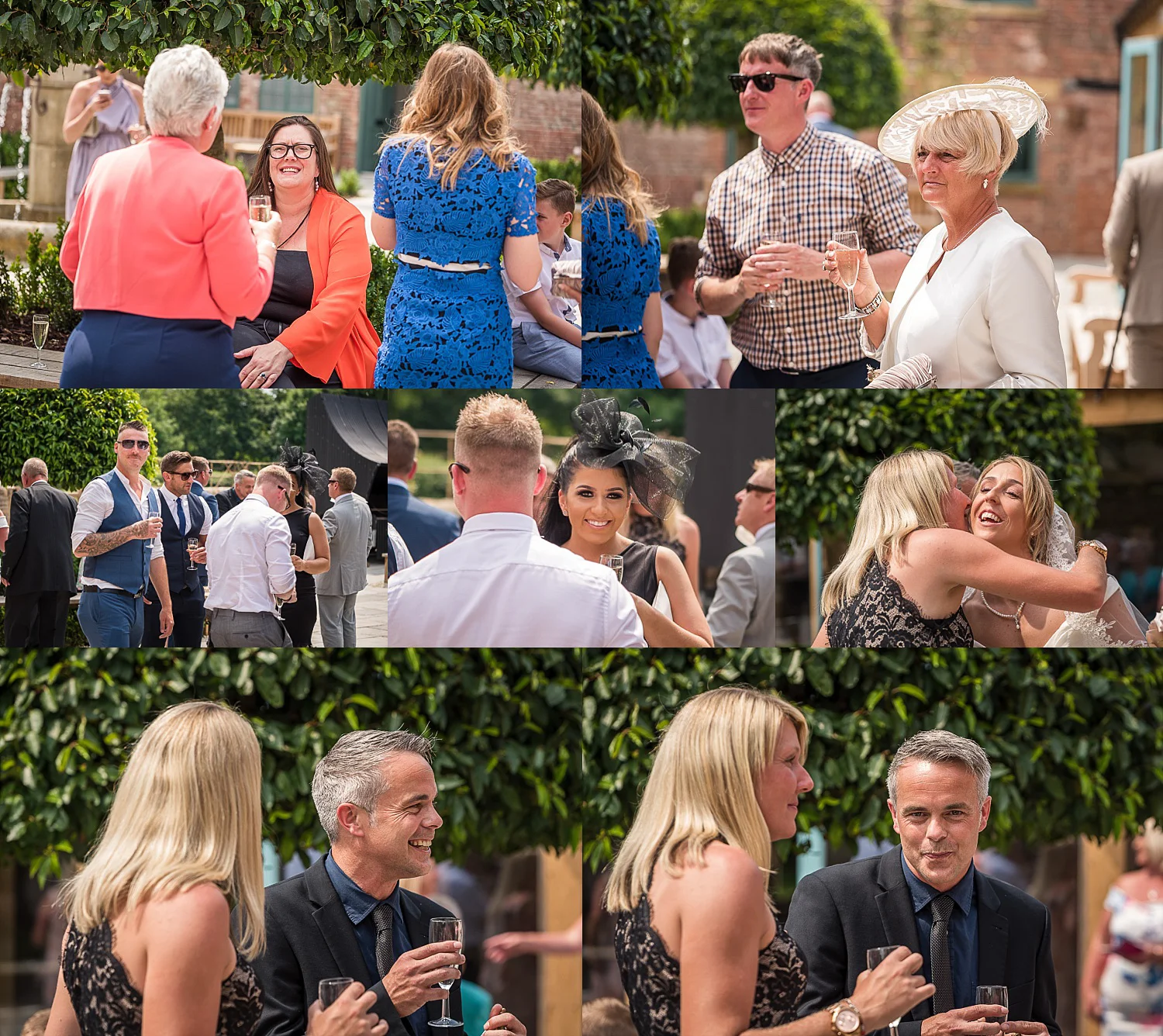 wedding guests enjoying after ceremony drinks