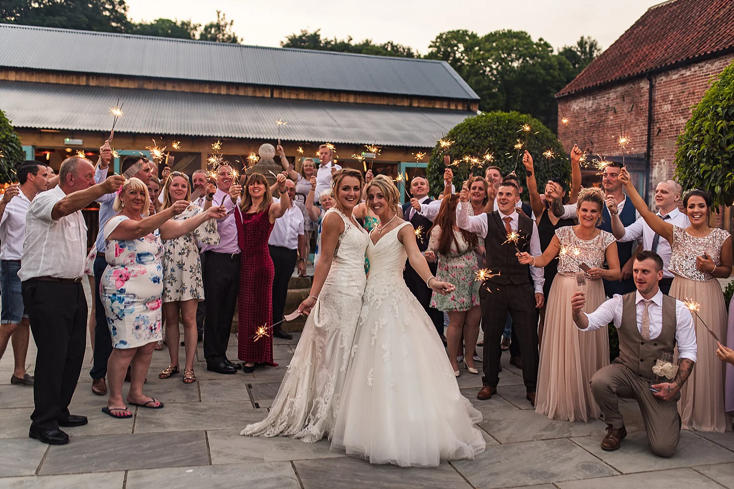 Hazel Gap Barn Courtyard sparkler exit wedding