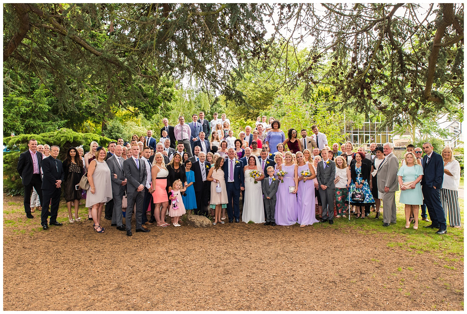 Claremont gardens wedding group photo