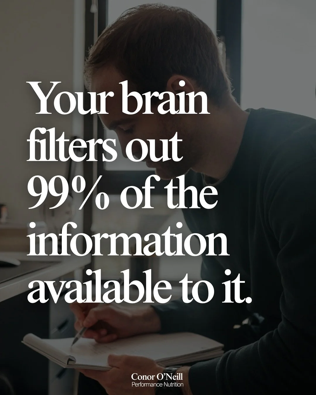 Your goals are the filter through which your brain perceives the world.

Setting goals, therefore, determines how you see the world.

Allowing you to filter out the opportunities to make bad decisions.

And allowing you to see more opportunities to m