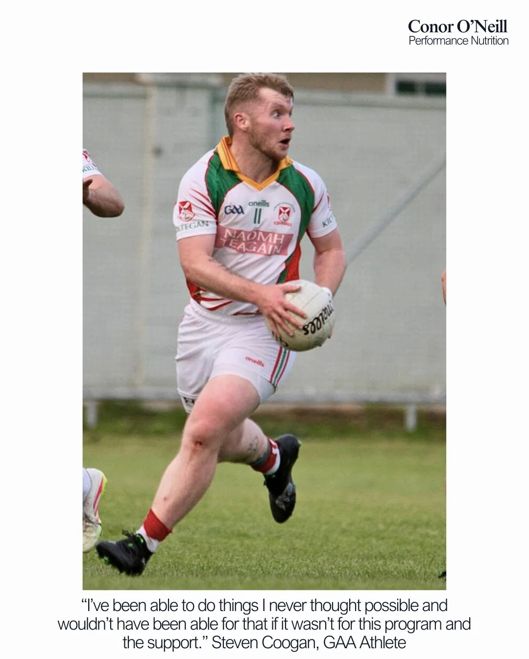 Steven and I started working together over 2 years ago.

As a dual-sport player (hurling and football), his priority was managing his fuelling and recovery to keep up with the high training demands.

This had previously made it even more difficult to