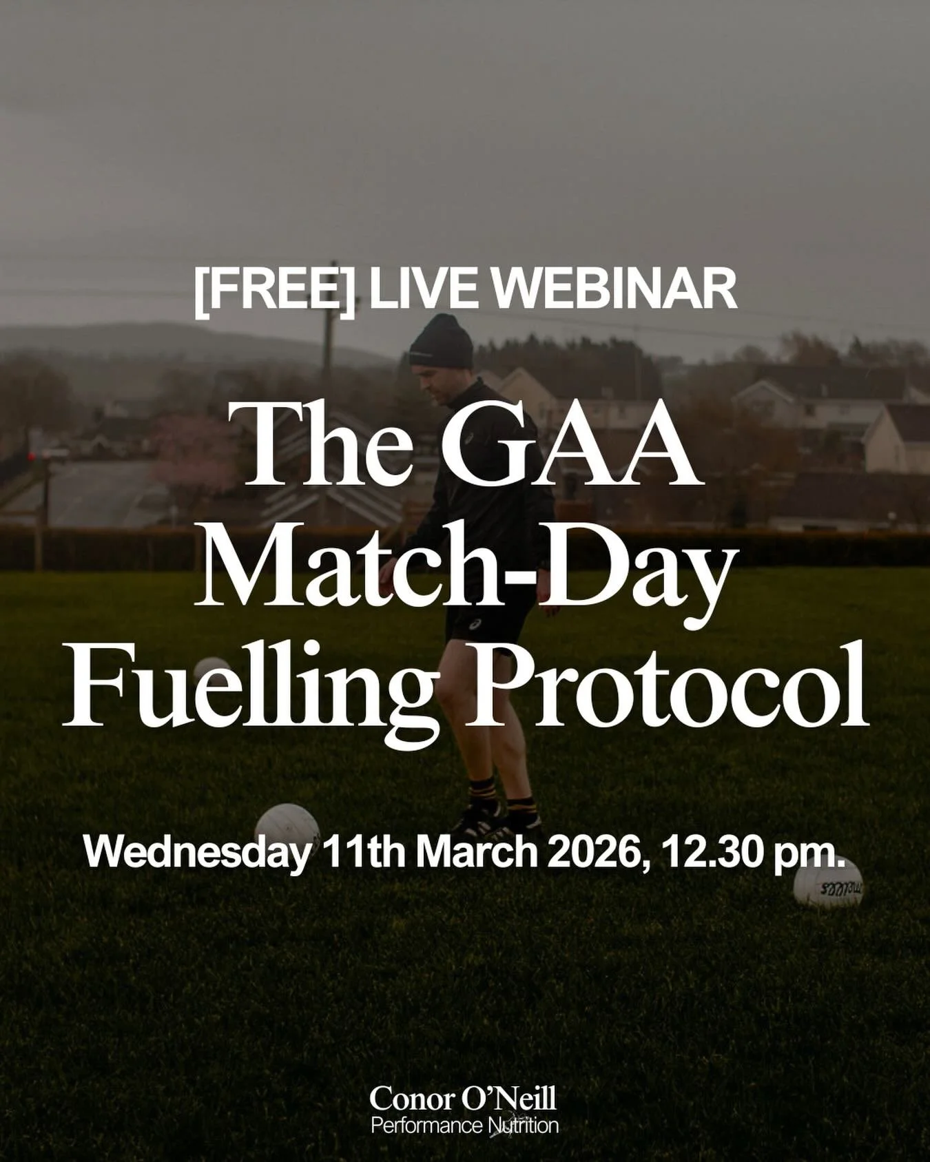 On Wednesday 11th March, I&rsquo;m running a FREE live Nutrition workshop for GAA players who want to optimise their match-day nutrition to perform at their best on the big days.

We&rsquo;ll be going through:

- The big picture of performance nutrit