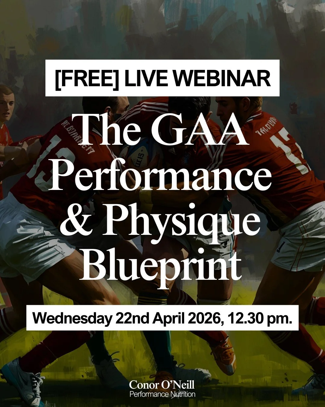 Next Wednesday (22nd April 2026) at 12.30pm (lunch time), I&rsquo;m running a FREE 30-minute live Nutrition workshop for GAA players who want to optimise their body composition whilst still fuelling their performance through this season.

We&rsquo;ll