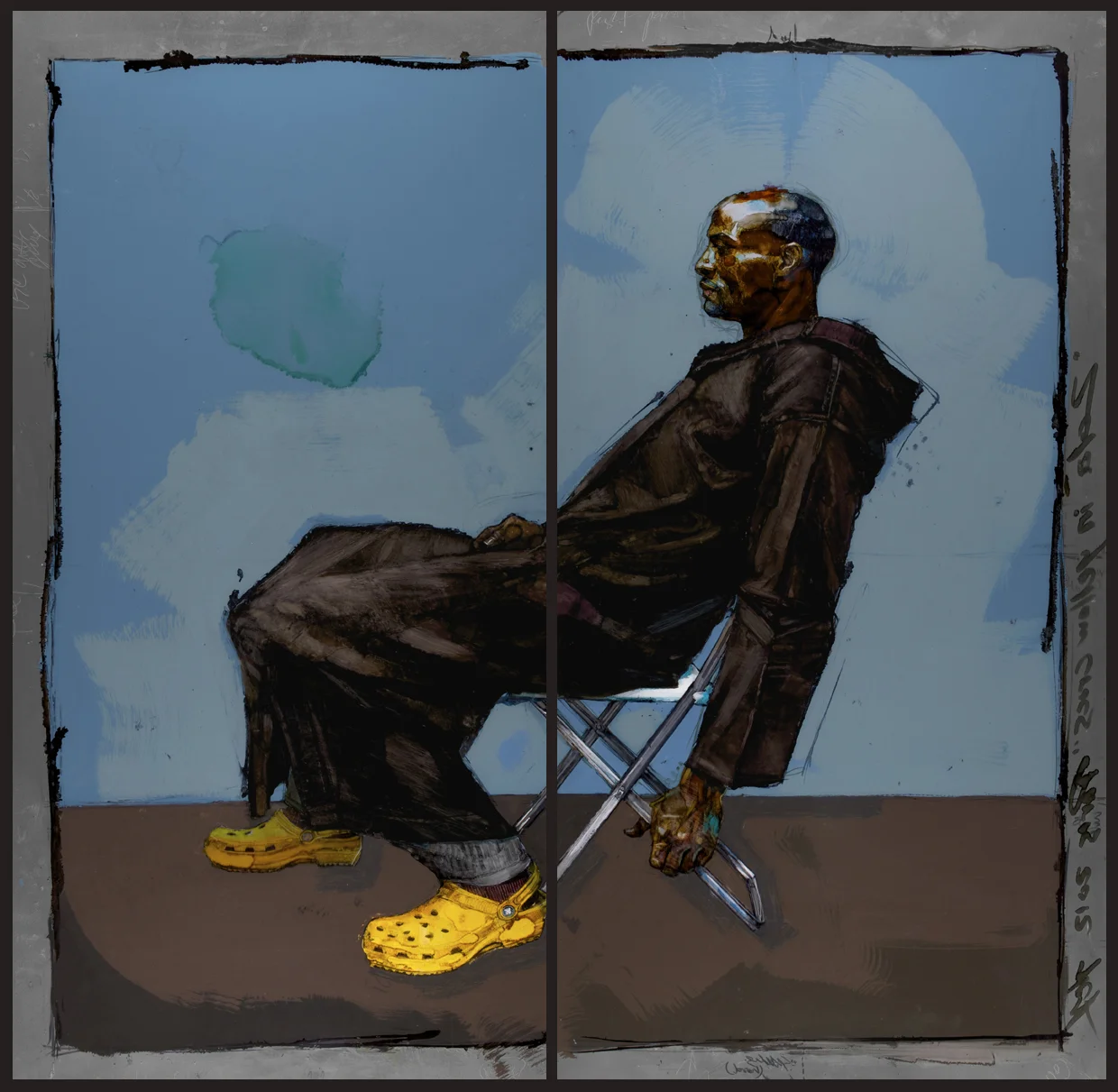 Zola in yellow crocs
