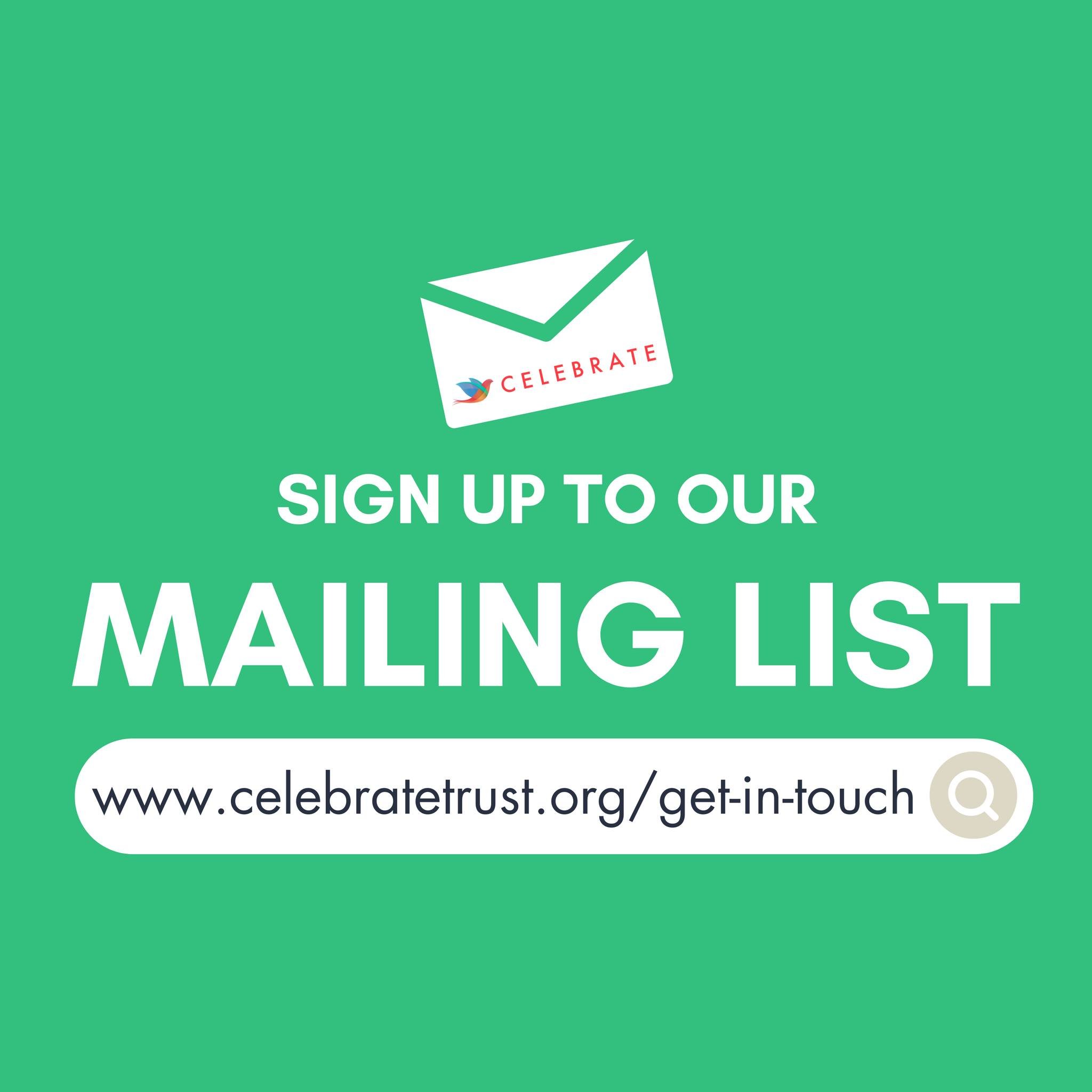 Stay in the loop with all things CELEBRATE! 🌟 Join our mailing list for exclusive updates, resources, and the latest on CELEBRATE Joy! Don't miss out on the excitement &ndash; sign up today!

www.celebratetrust.org/get-in-touch 

#StayTuned #BeInThe