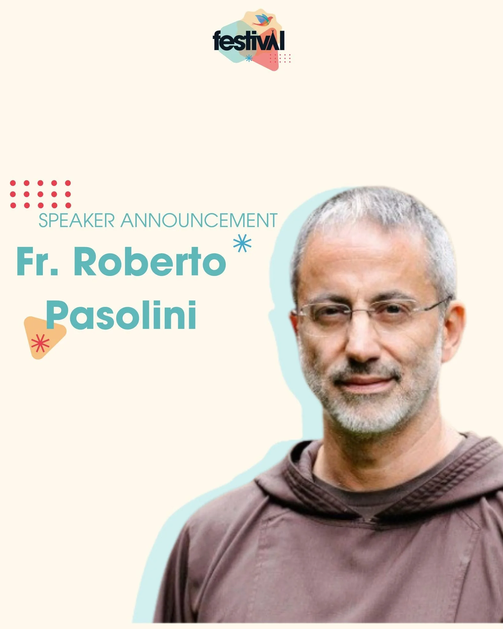 SPEAKER ANNOUNCEMENT

We are delighted to announce that once again Fr Roberto Pasolini is joining us at the CELEBRATE Festival🥳

The Preacher to the Papal Household blessed us so much last year with his beautiful and challenging words. We know that 