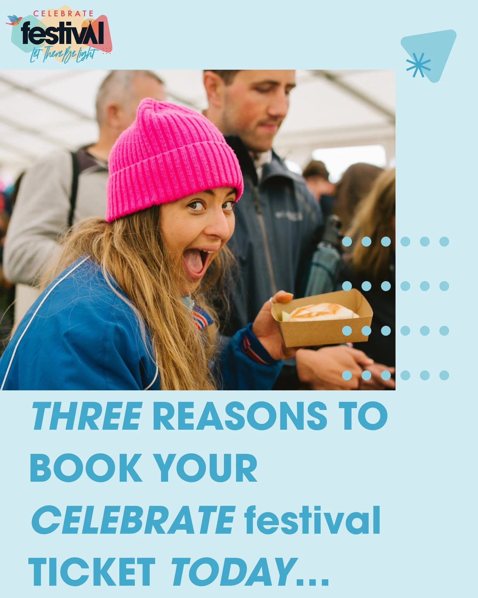 Haven't booked your tickets to CELEBRATE festival yet? Here are 3 reasons to buy them today! 🎟️

1️⃣ Come and camp with a 25% discount
2️⃣ Festival Meal Plans are now available for those camping or staying off site
3️⃣ Spread your payments across a 