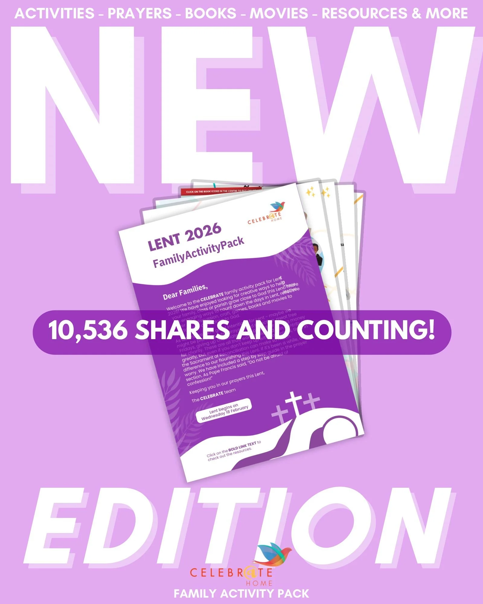 10,536 SHARES AND COUNTING!

Have you seen the new CELEBRATE Family Activity Pack for Lent? It has now been shared with over 10,500 people across schools, parishes and families!

Interested? See the link in our bio to download your FREE pack today🎊✨