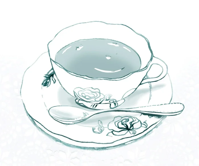 Tea ready in a china set drawing
