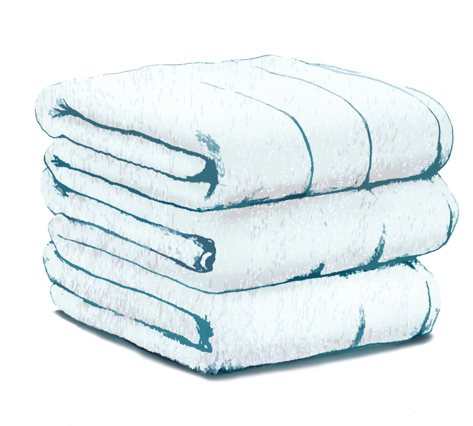 Sketch of carefully folded towels
