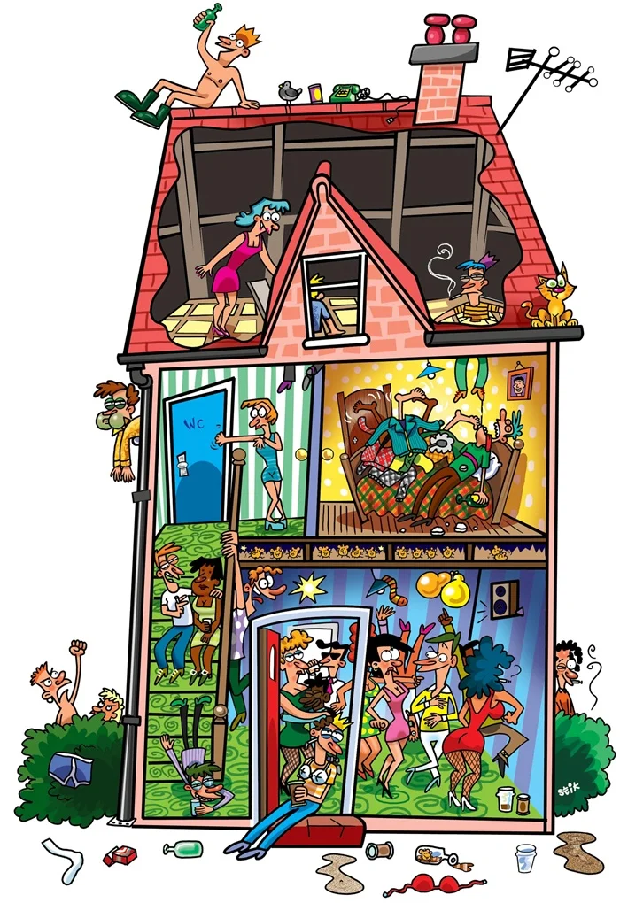 Youngsters at farmhouse party artwork