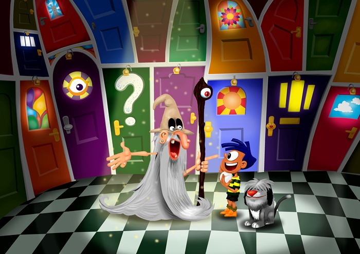 Magician showing his tricks illustration