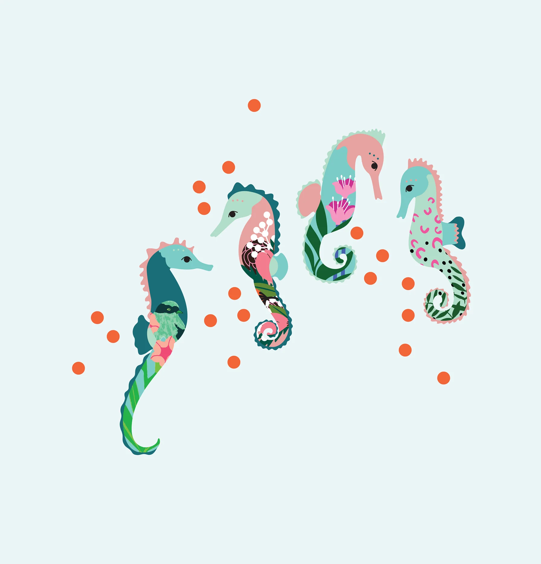 Sketch of sea horses