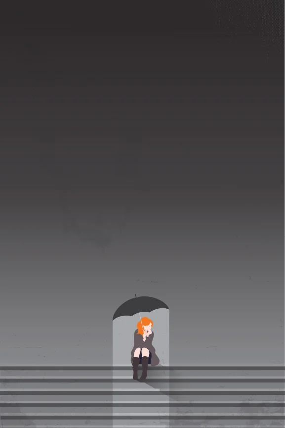 Illustration of a lady in sad mood