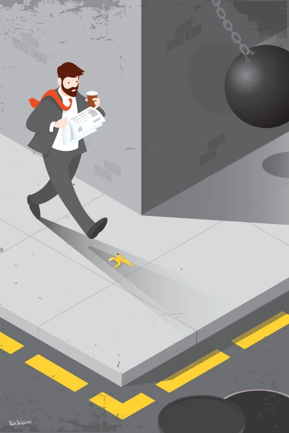 Funny artwork of about to happen accident