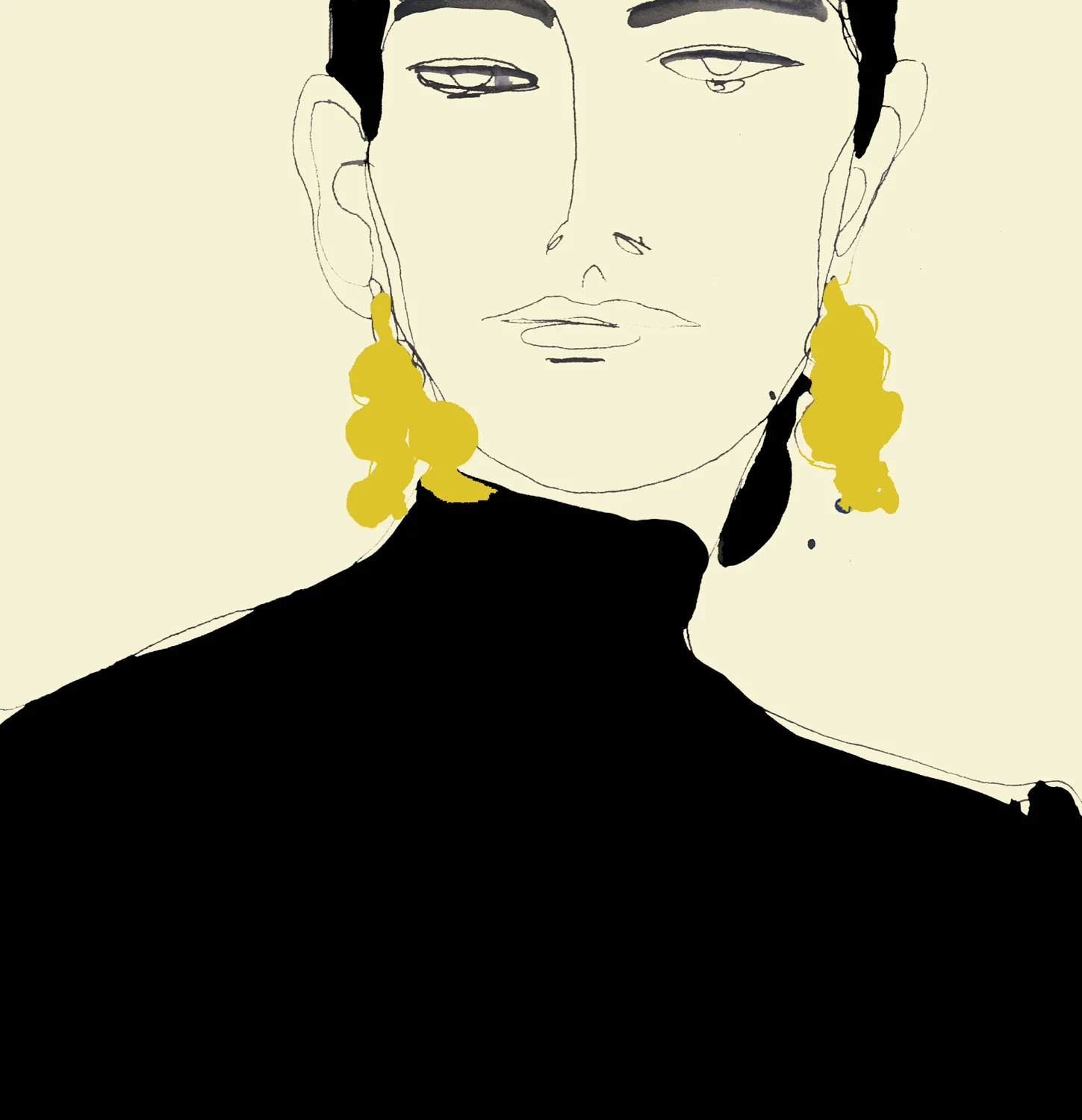 Illustration of woman wearing earrings