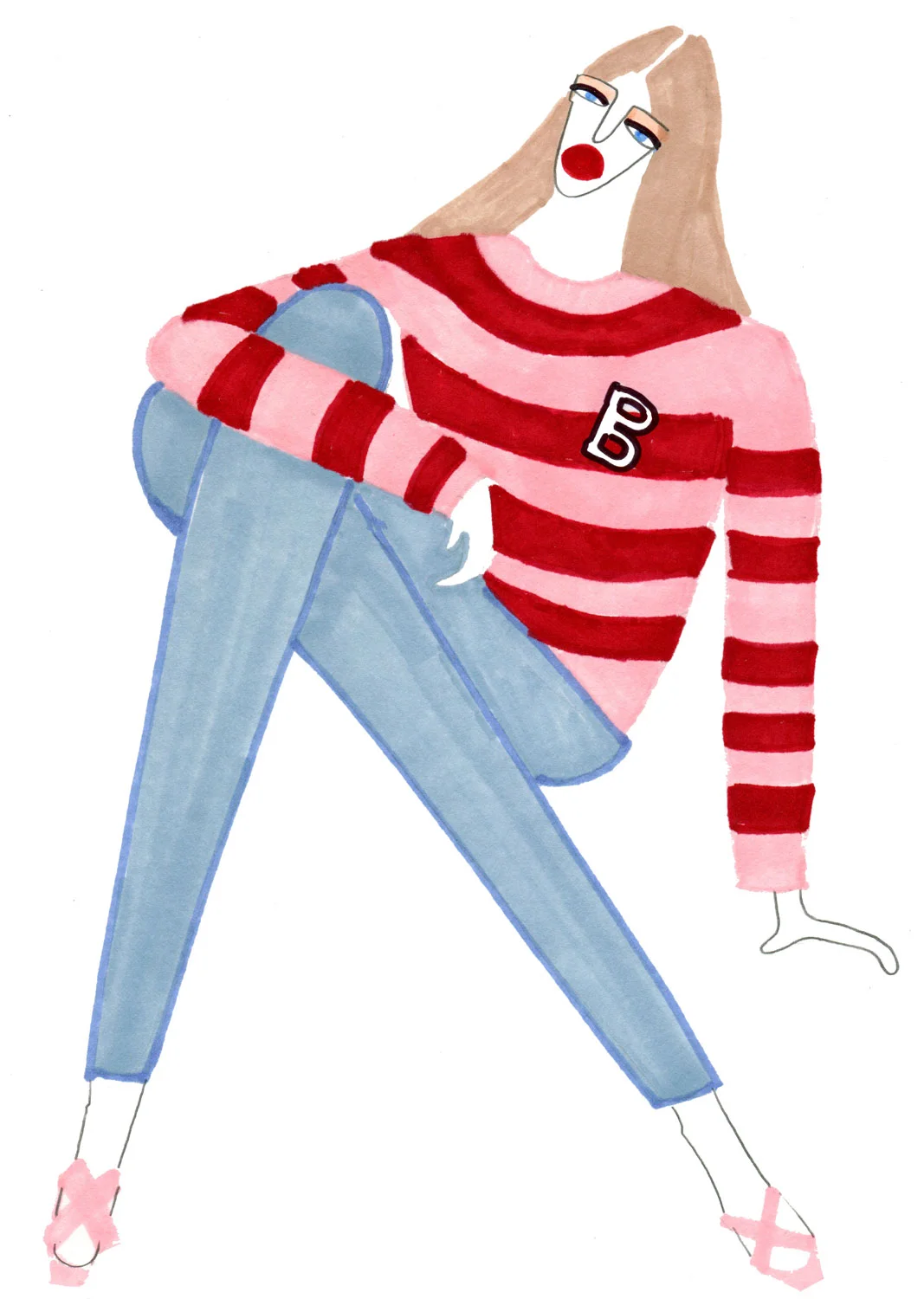 Illustration for Beautiful Girl in Stripes