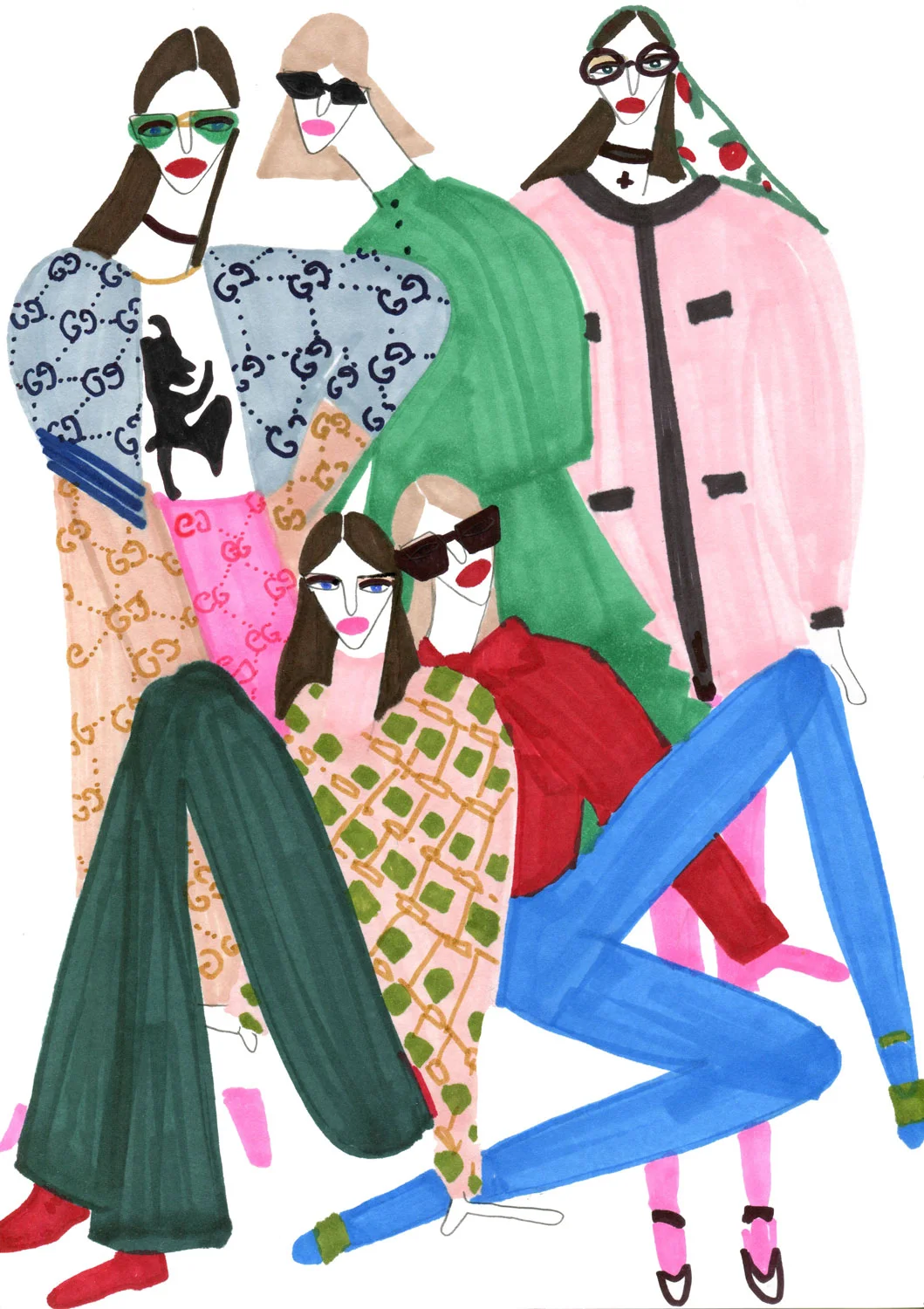 Figurative illustration for Girls in Gucci