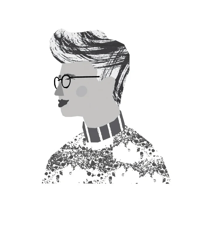 Digital illustration of a boy with glasses