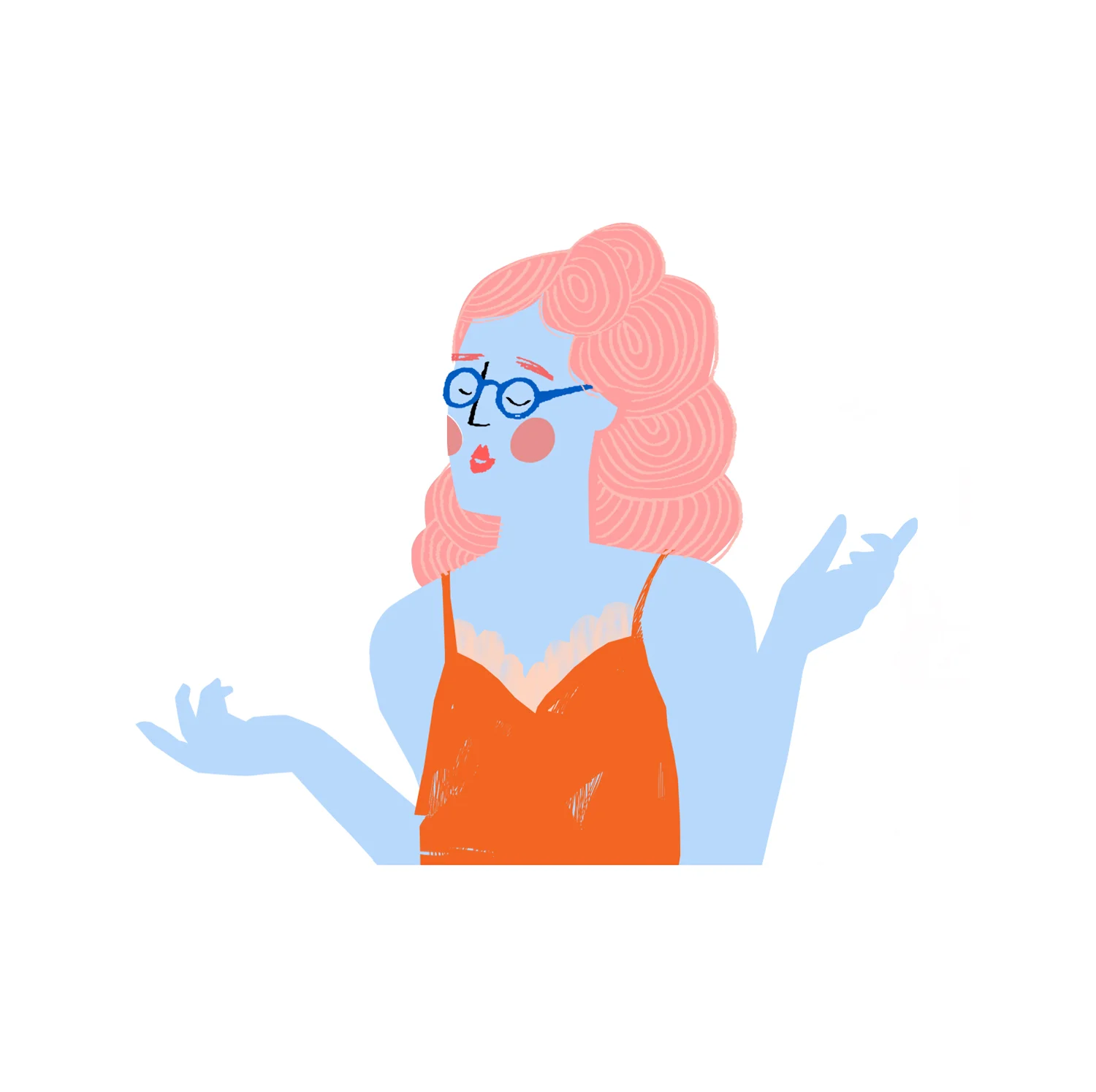 Lady wearing glasses texture illustration