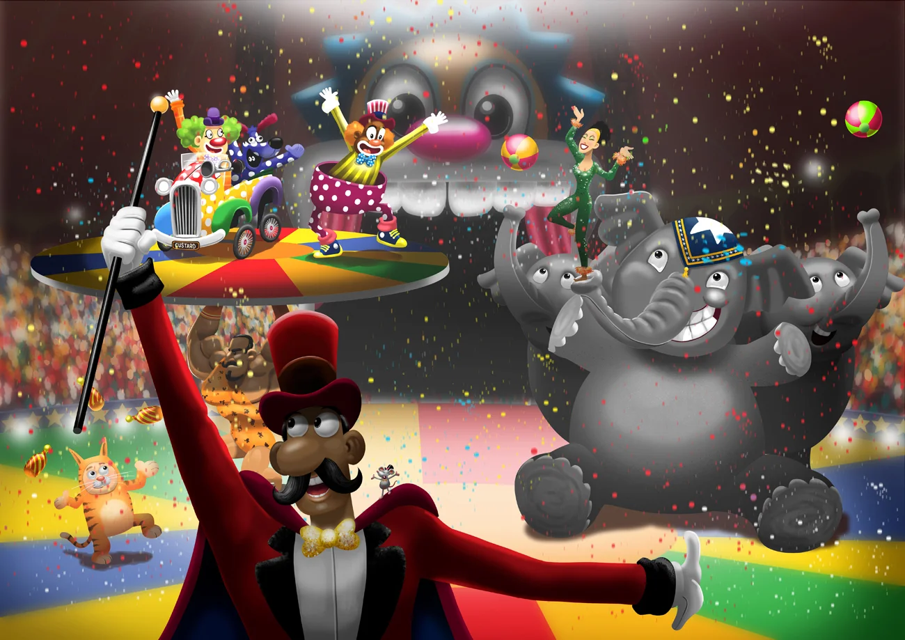 Magician performing at circus illustration