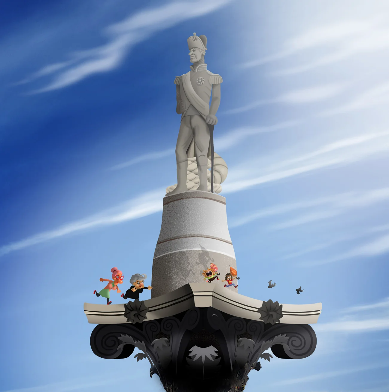 Tourists enjoying at a statue monument