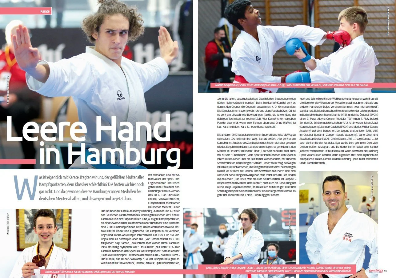 Leere Hand in Hamburg - ein Artikel über Karate in Hamburg in SPORTING HAMBURG