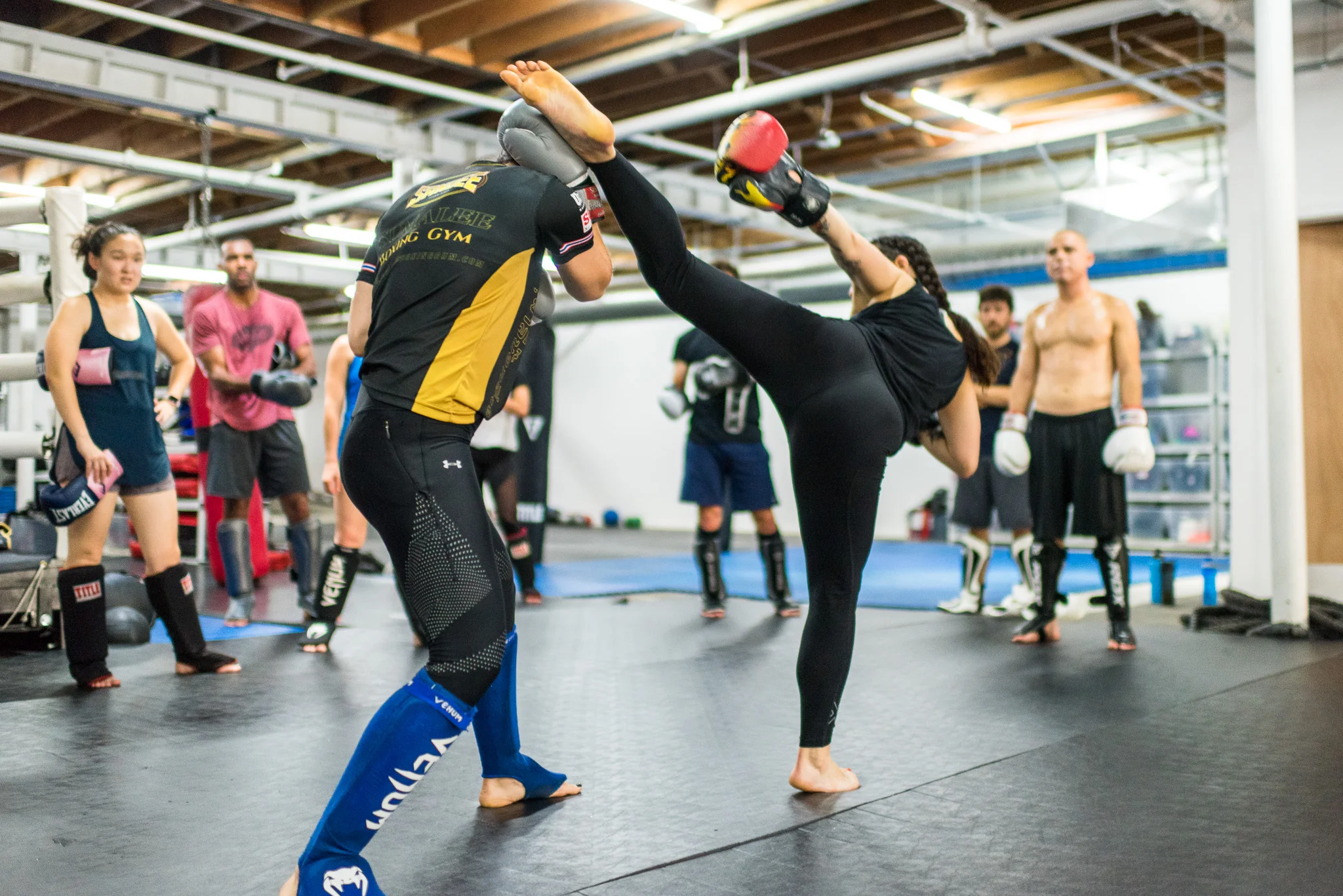 Beginner Kickboxing This class is designed to teach the fundamental techniques of kickboxing, including footwork, boxing, kicks, and head-movement. Each class includes a warm-up, technical drills, focus mitt drills, and a conditioning workout that reinforces the striking techniques learned in class. More experienced fighters may attend this class to practice the basics and work with newer students. Skill Level: This class is designed for beginners, but any skill level may attend to brush up on foundational techniques Class hours: Monday/Wednesday 7pm-8pm