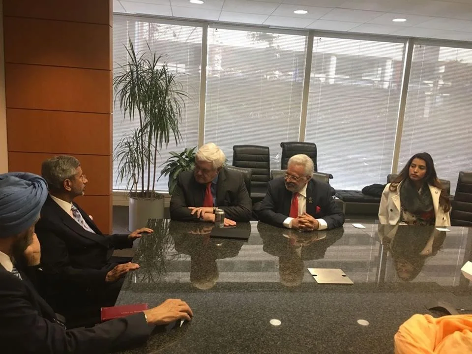 (L-R): Indian Ambassador to USA Navtej Sarna, Indian Foreign Secretary S. Jaishankar, Former Speaker Newt Gingrich, RHC Founder Shalabh Kumar