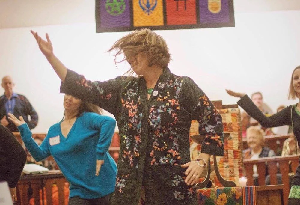 Zumba processional at Rev. Erin’s ordination, Oct. 2017, Wildflower Church, Austin, TX.