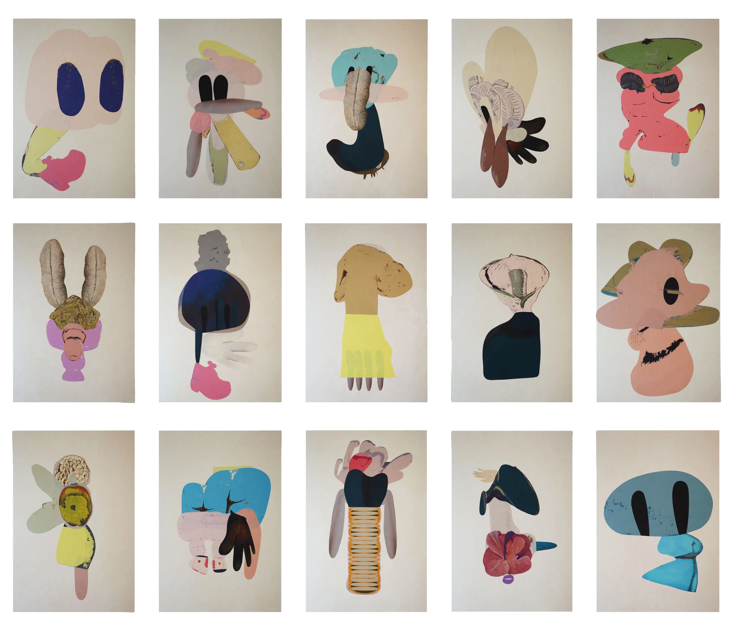Lover Series 1-15, collage on paper, 2016, each panel 40x60cm